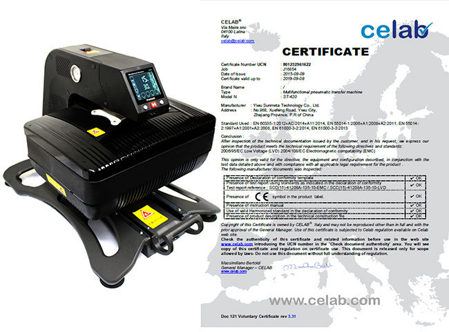 Heat Press Transfer Machine Certification